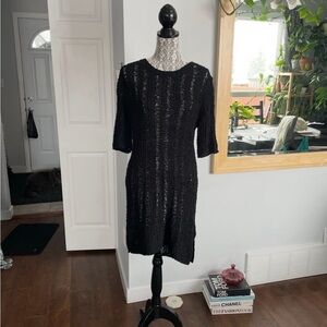 NWT Edmonton Canada Brand Crochet Semi Sheer Dress. Large. Black.